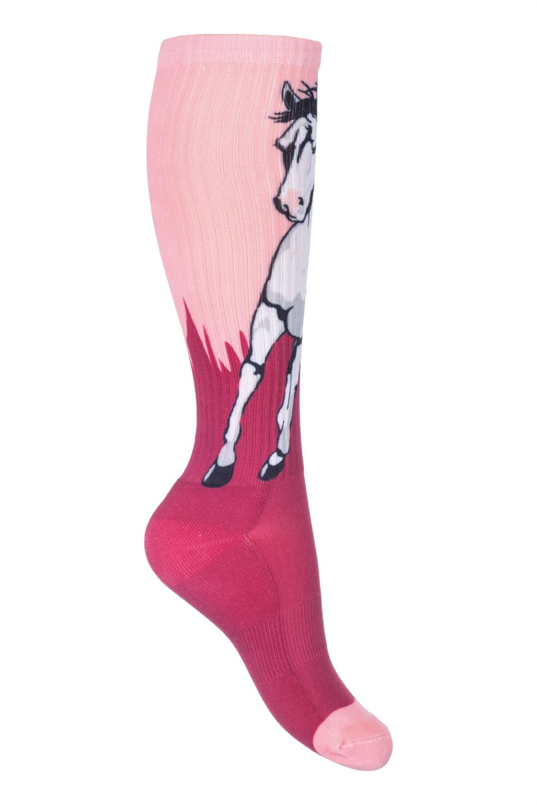 Calcetines finos HKM Sports Equipment, Helsinki caballo rosa, talla 30/34 - Imagen 2