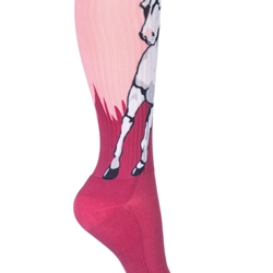 Calcetines finos HKM Sports Equipment, Helsinki caballo rosa, talla 30/34 - Imagen 2
