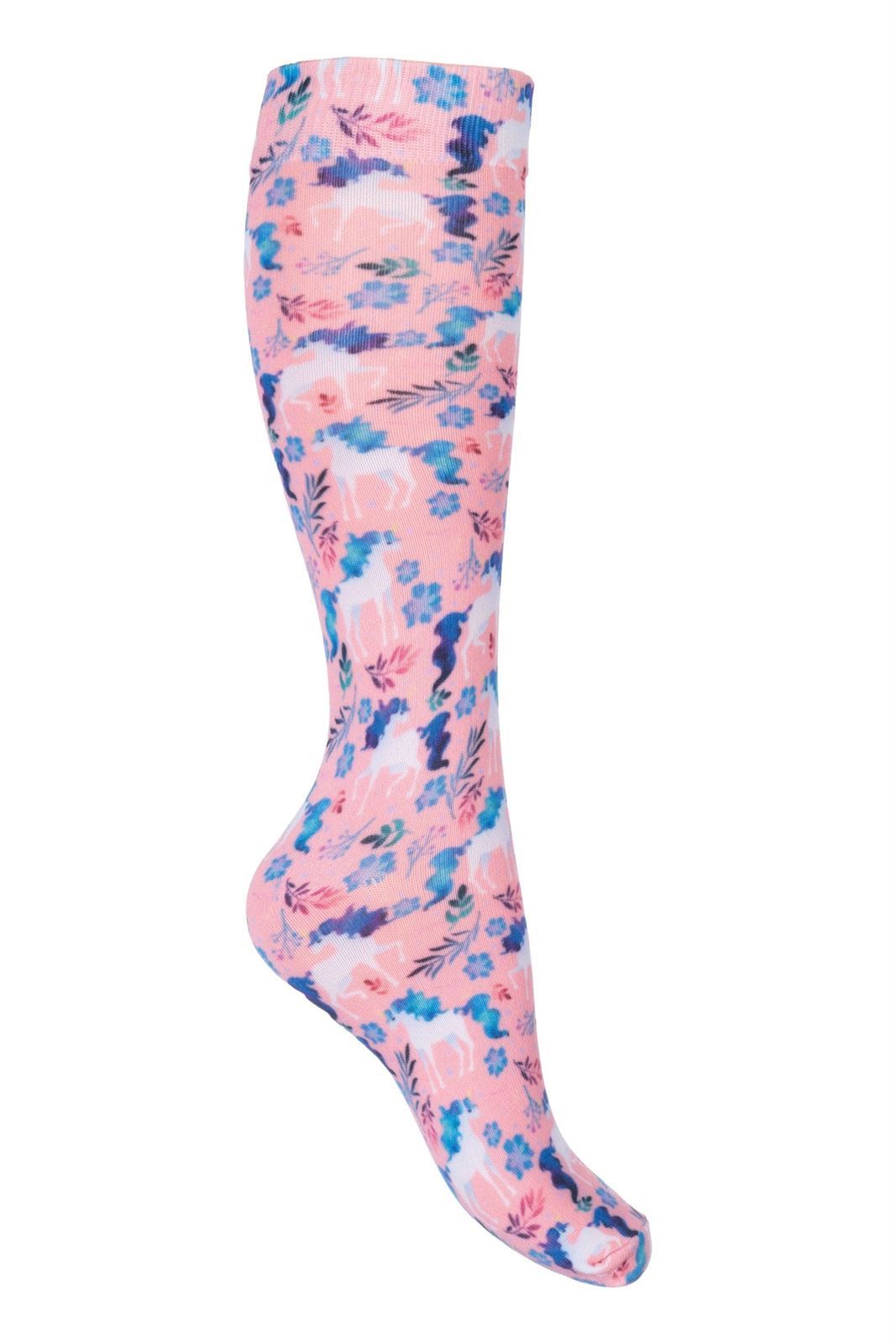 Calcetines HKM Sports Equipment Bern rosa con estampado caballos TALLA 30/34 - Imagen 1