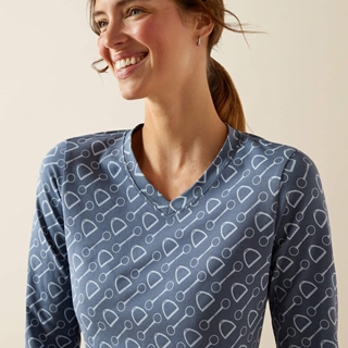 Camiseta Ariat mujer Hardware color azul estampado estribos - Imagen 1