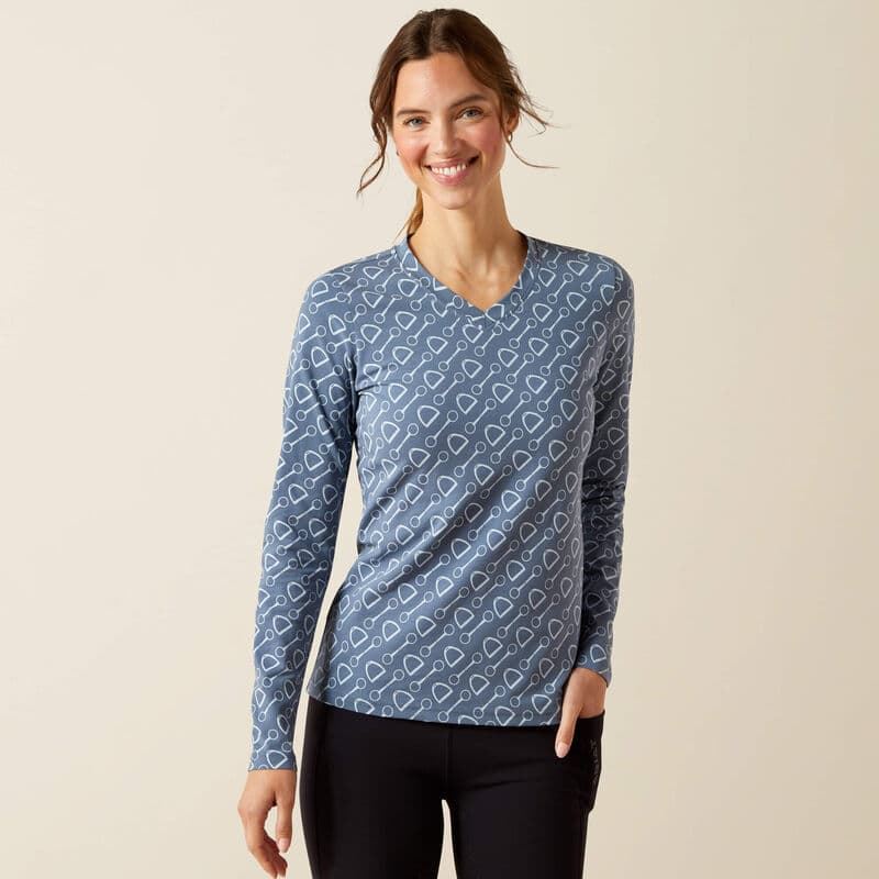 Camiseta Ariat mujer Hardware color azul estampado estribos - Imagen 2