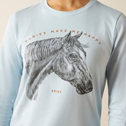 Camiseta Ariat niñ@ unisex Happy color azul celeste - Imagen 1