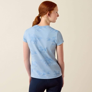 Camiseta Ariat niñ@ unisex Mirage St Tropez azul estampado caballos - Imagen 2