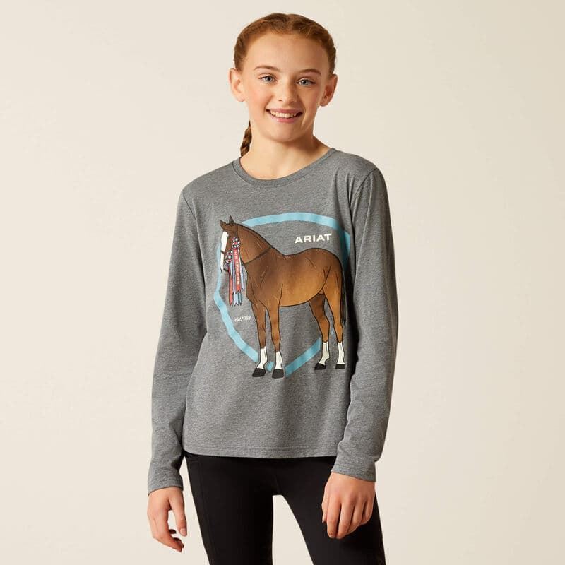 Camiseta Ariat niñ@ unisex Pony color gris manga larga TALLA 8 AÑOS - Imagen 2