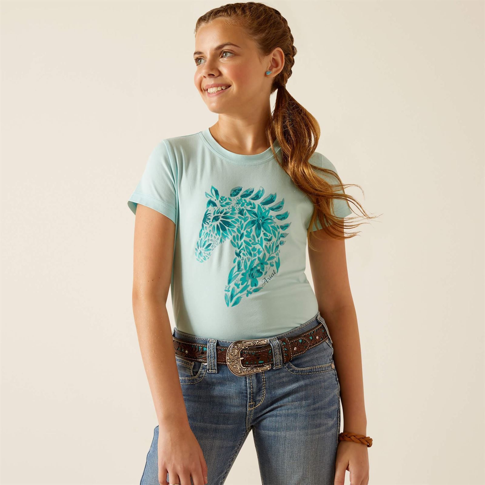Camiseta Ariat niña Floral Mosaic color azul turquesa - Imagen 2