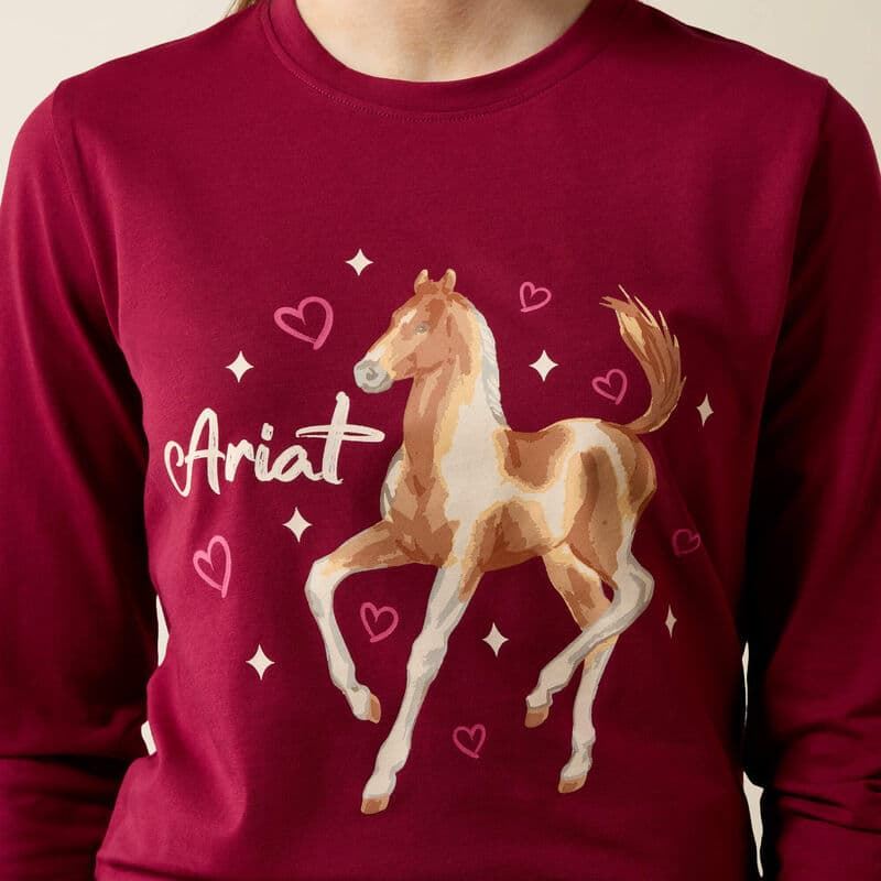 Camiseta Ariat niña Painted dream color granate caballo - Imagen 1