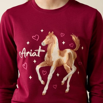 Camiseta Ariat niña Painted dream color granate caballo - Imagen 1