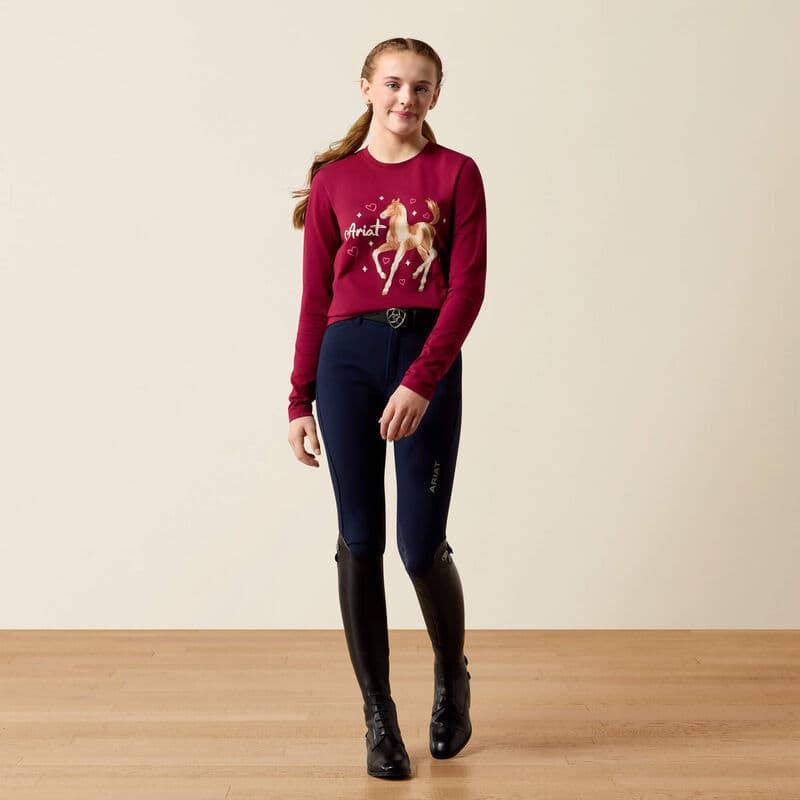Camiseta Ariat niña Painted dream color granate caballo - Imagen 4