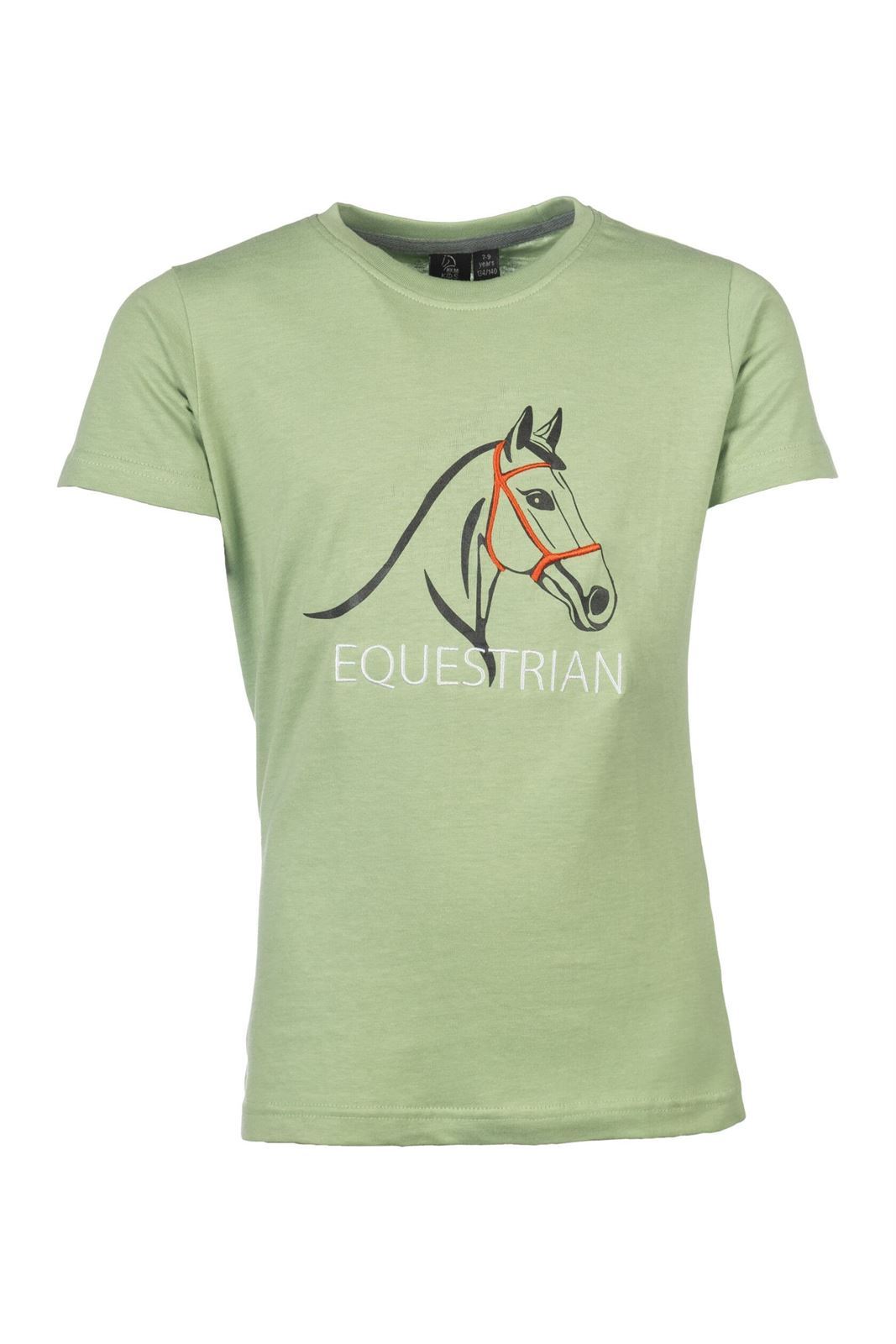 Camiseta HKM Sports Equipment Grace verde cabeza caballo TALLA 152 (9-11 años) - Imagen 1
