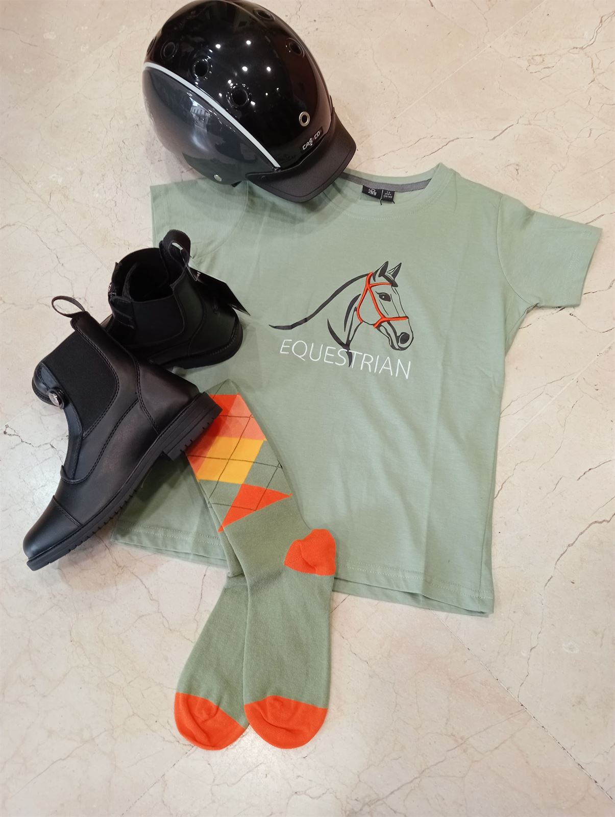 Camiseta HKM Sports Equipment Grace verde cabeza caballo TALLA 164 (11-13 años) - Imagen 2