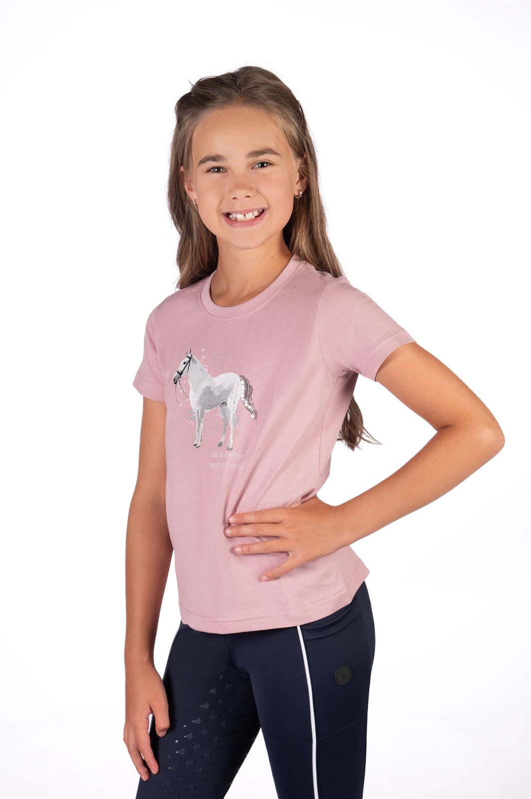 Camiseta HKM Sports Equipment niña color rosa caballo TALLA 164 (11-13 años) - Imagen 2