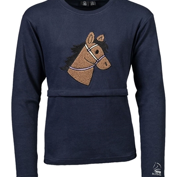 Camiseta HKM Sports Equipment unisex azul marino caballo peluche TALLA 6-7 años - Imagen 1