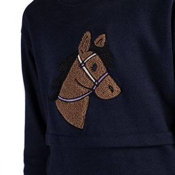 Camiseta HKM Sports Equipment unisex azul marino caballo peluche TALLA 7-9 años - Imagen 2
