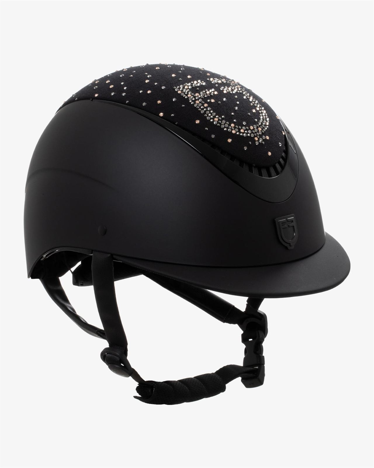 Casco EQUESTRO PRÓXIMA ROWEL color negro logo cristales rosegold  talla M (55-57) - Imagen 1