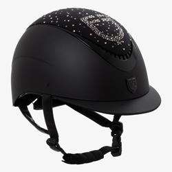 Casco EQUESTRO PRÓXIMA ROWEL color negro logo cristales rosegold  talla M (55-57) - Imagen 1