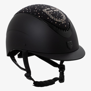 Casco EQUESTRO PRÓXIMA ROWEL color negro logo cristales rosegold  talla M (55-57) - Imagen 1