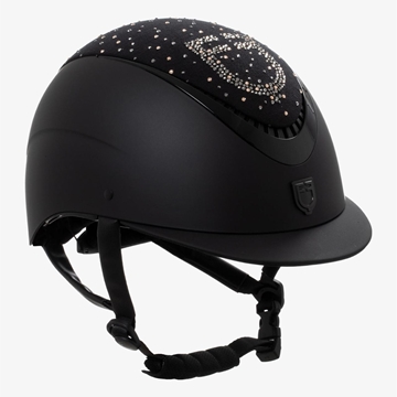 Casco EQUESTRO PRÓXIMA ROWEL color negro logo cristales rosegold  talla M (55-57) - Imagen 1