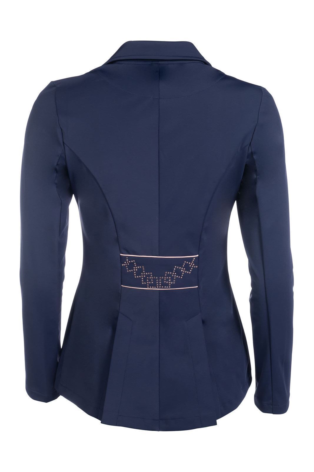 Chaqueta concurso frac corto mujer HKM Sports Equipment Audrey color azul marino con detalles rosegold - Imagen 2