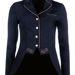 Chaqueta concurso frac corto mujer HKM Sports Equipment Audrey, color negro con cristales rosegold - Imagen 2