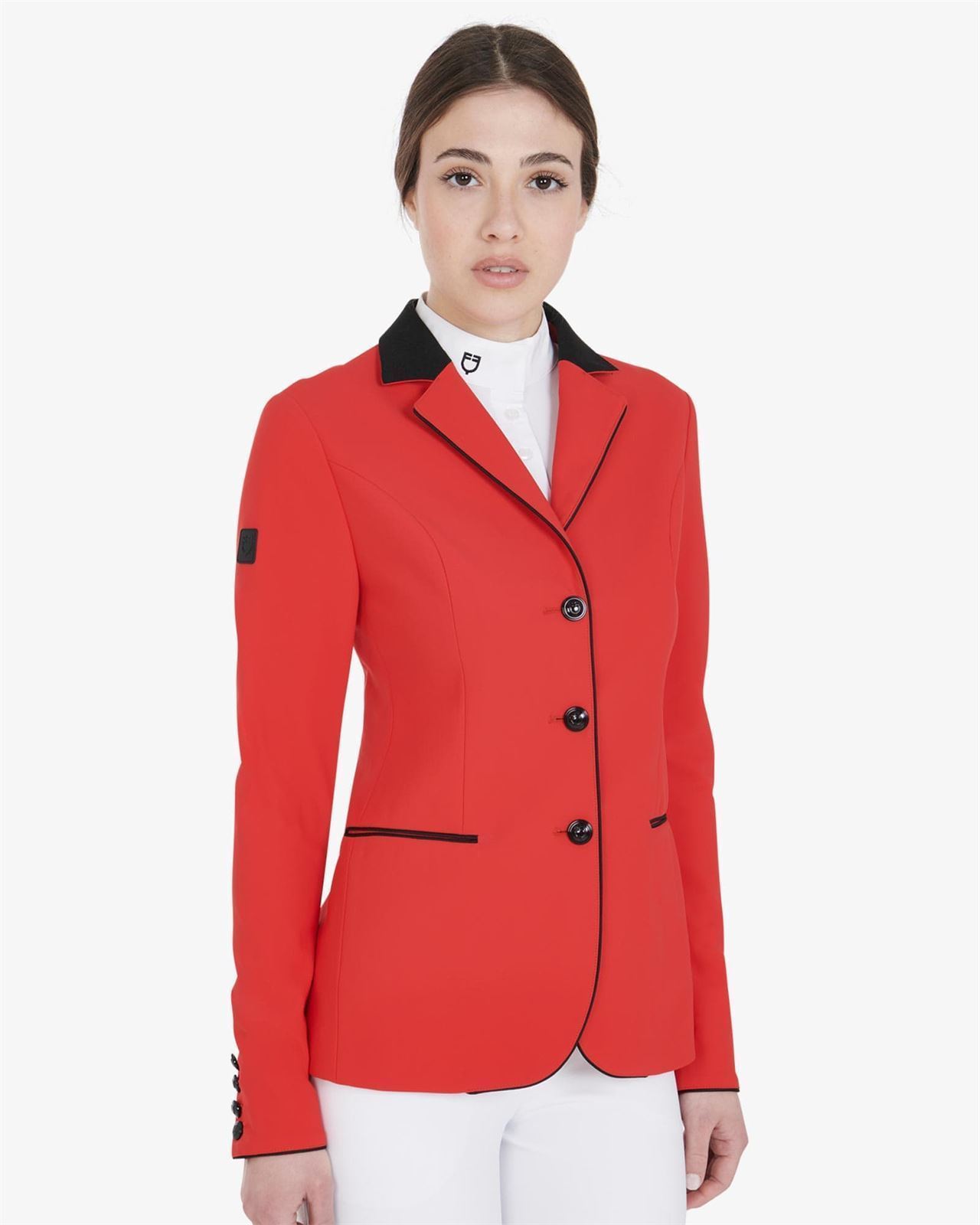 Chaqueta concurso mujer EQUESTRO Elegance color rojo TALLA S - Imagen 1