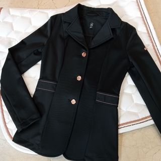 Chaqueta concurso niña HKM Sports Equipment Eloise color negra con costura rosegold TALLA 140 (8-9 años) - Imagen 1