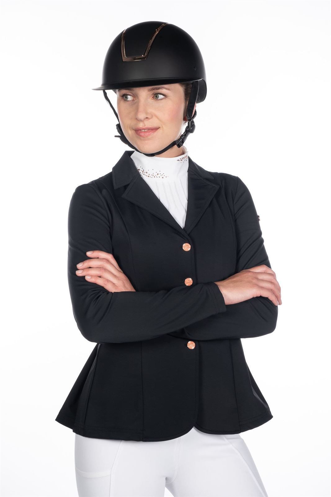 Chaqueta concurso niña HKM Sports Equipment Eloise color negra con costura rosegold TALLA 140 (8-9 años) - Imagen 4