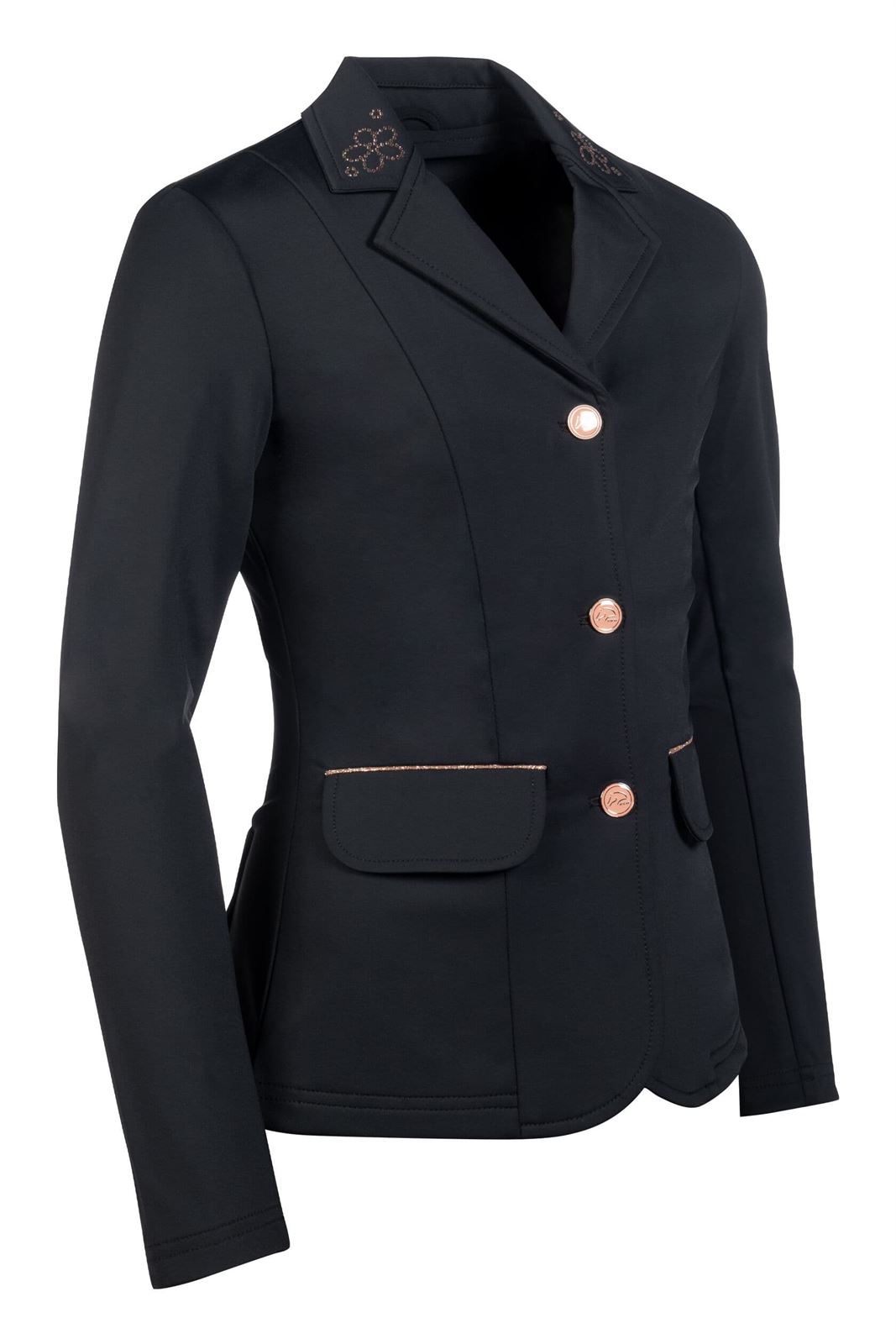 Chaqueta concurso niña HKM Sports Equipment Flora Kids color negro con cristales rosegold - Imagen 6