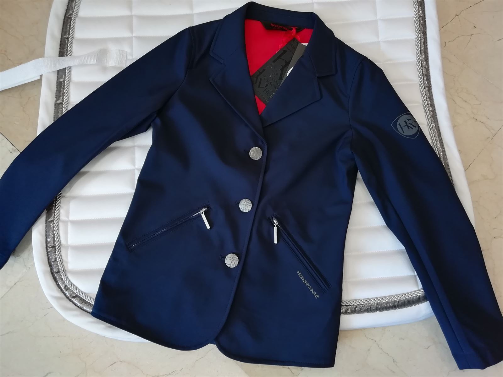 Chaqueta concurso unisex HORSEWARE COMPETITION azul marino, talla 11/12 años - Imagen 3