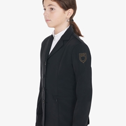 Chaqueta concurso UNISEX INFANTIL EQUESTRO Exclusive color negro logo hombro costura amarilla TALLA 12 - Imagen 1
