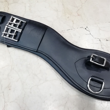 Cincha de cuero HKM Soft Dressur, color negro, talla 60 - Imagen 1