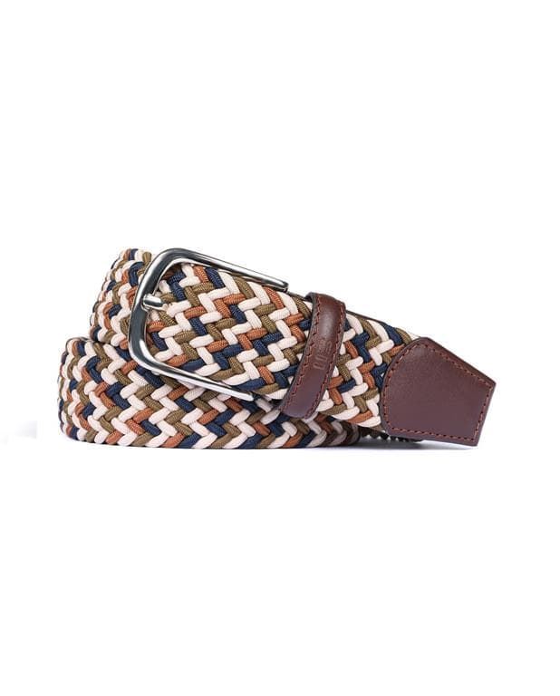 Cinturón caballero MIGUEL BELLIDO trenzado elástico color beige/azul, tabaco/verde kaki - Imagen 1