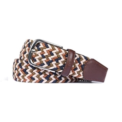 Cinturón caballero MIGUEL BELLIDO trenzado elástico color beige/azul, tabaco/verde kaki - Imagen 1