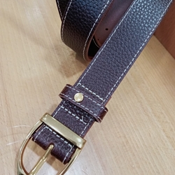 Cinturón cuero HKM Marrakesh color marrón hebilla estribo dorada - Imagen 2