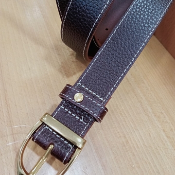 Cinturón cuero HKM Marrakesh color marrón hebilla estribo dorada - Imagen 2