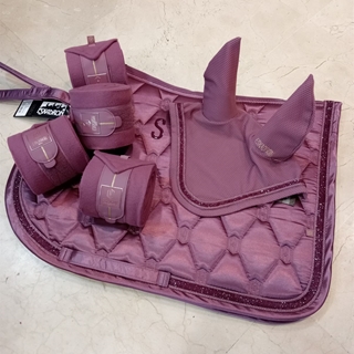 Conjunto ESKADRON mantilla Uso General/salto, orejeras FULL y vendas color ciruela - Imagen 2