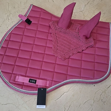 Conjunto HKM Sports Equipment mantilla y orejeras Manchester color rosa magenta USO GENERAL - Imagen 2