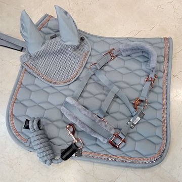 Conjunto HKM Sports Equipment mantilla y orejeras Rosegold Glamour gris USO GENERAL - Imagen 1