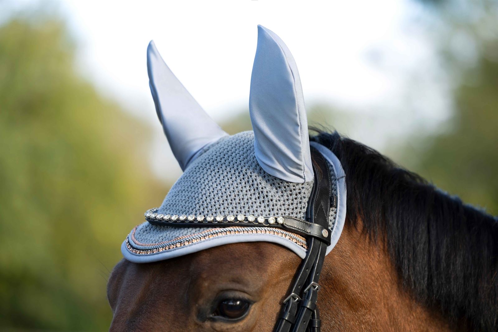 Conjunto HKM Sports Equipment mantilla y orejeras Rosegold Glamour gris USO GENERAL - Imagen 7