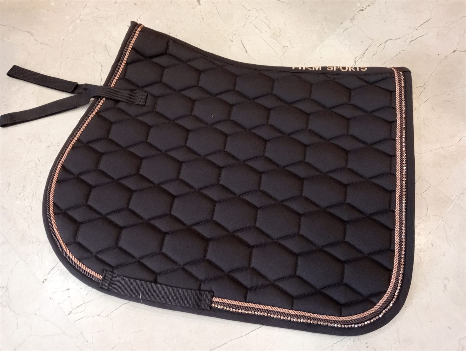 Conjunto HKM Sports Equipment Style Mantilla y Orejeras Rosegold Glamour, color marrón chocolate/rosegold - Imagen 6