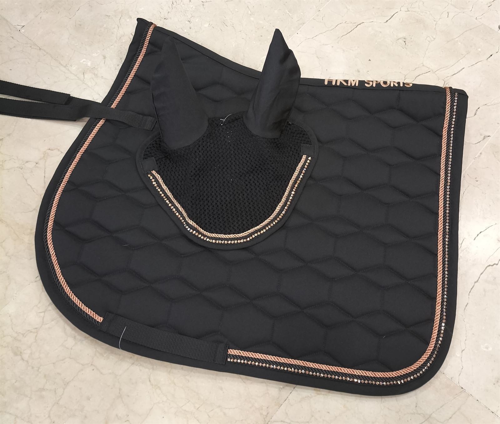 Conjunto HKM Sports Equipment Style Mantilla y Orejeras Rosegold Glamour, color negro/rosegold - Imagen 1