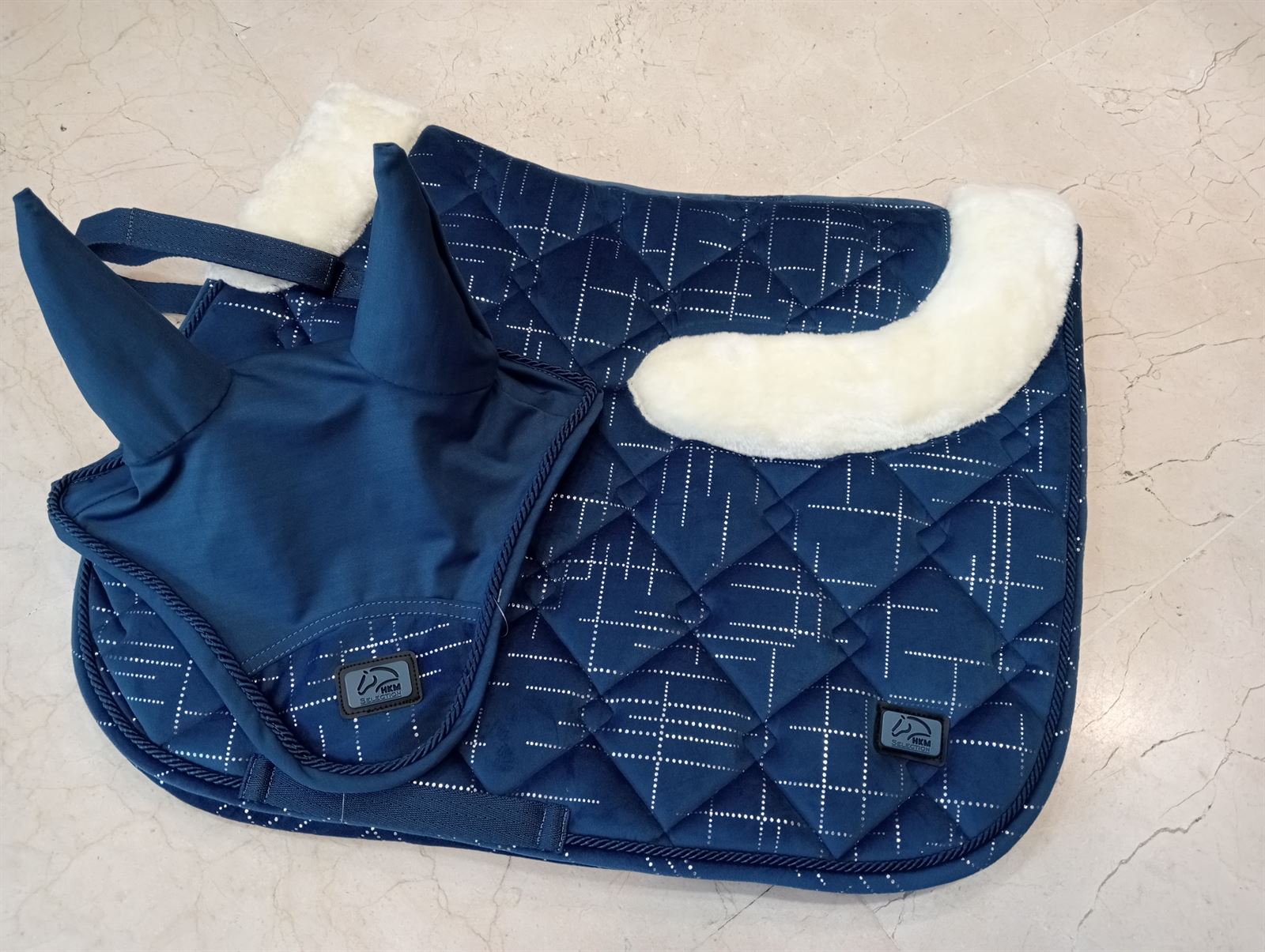 Conjunto Mantilla y orejeras HKM Sports Equipment Port Royal color azul marino/plata USO GENERAL - Imagen 1