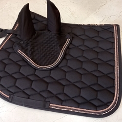 Conjunto mantilla y orejeras HKM Sports Equipment Style Rosegold Glamour, color marrón chocolate/rosegold - Imagen 1