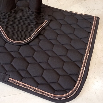 Conjunto mantilla y orejeras HKM Sports Equipment Style Rosegold Glamour, color marrón chocolate/rosegold - Imagen 2