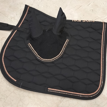 Conjunto mantilla y orejeras HKM Sports Equipment Style Rosegold Glamour, color negro/rosegold - Imagen 1