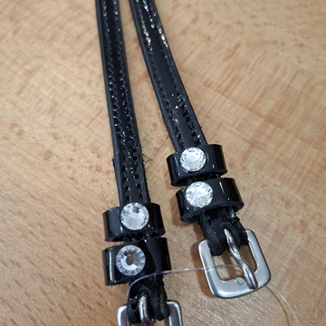 Correa espuela inglesa HKM Sports Equipment Crystal charol color negro (par) - Imagen 1