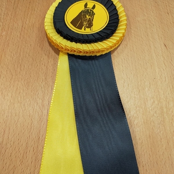 Escarapela de concurso HH con dos bandas de lazo, amarillo/negro - Imagen 1