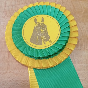 Escarapela de concurso HH con dos bandas de lazo, verde/amarillo - Imagen 1