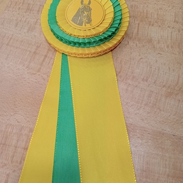 Escarapela de concurso HH con tres bandas de lazo, amarillo/verde/amarillo - Imagen 1