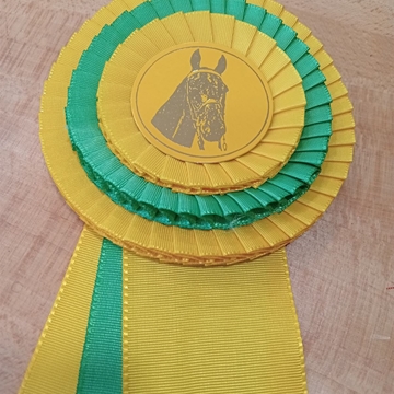 Escarapela de concurso HH con tres bandas de lazo, amarillo/verde/amarillo - Imagen 2