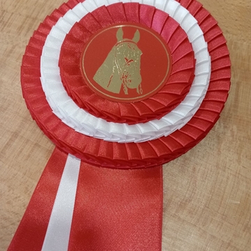 Escarapela de concurso HH con tres bandas de lazo, rojo/blanco/rojo - Imagen 1